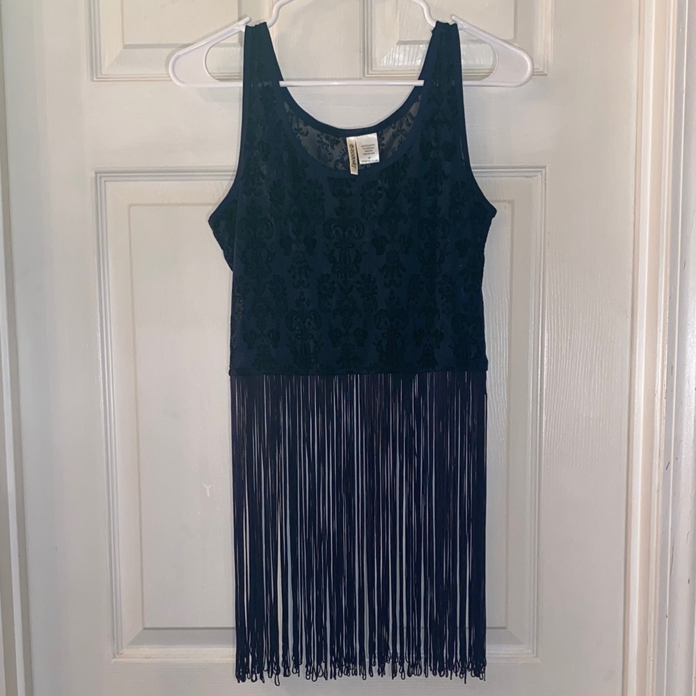 Passport Navy Blue & Black Lace Top